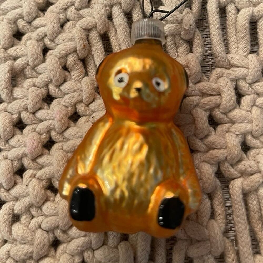 Vintage blown glass teddy bear christmas Ornament Austria 2"